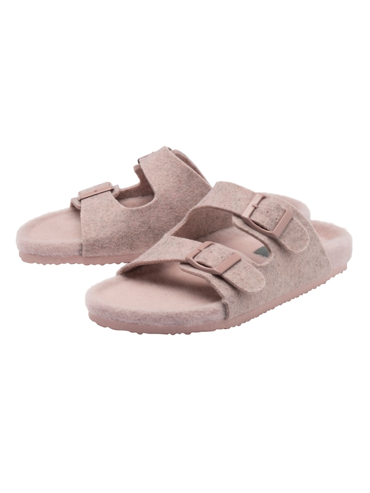 Dunlop Pink Felt Double Stap Footbed Slippers - Image 2 of 3 Dunlop Pink Felt Double Stap Footbed Slippers - Image 2 of 3