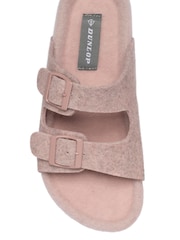 Dunlop Pink Felt Double Stap Footbed Slippers - Image 3 of 3
