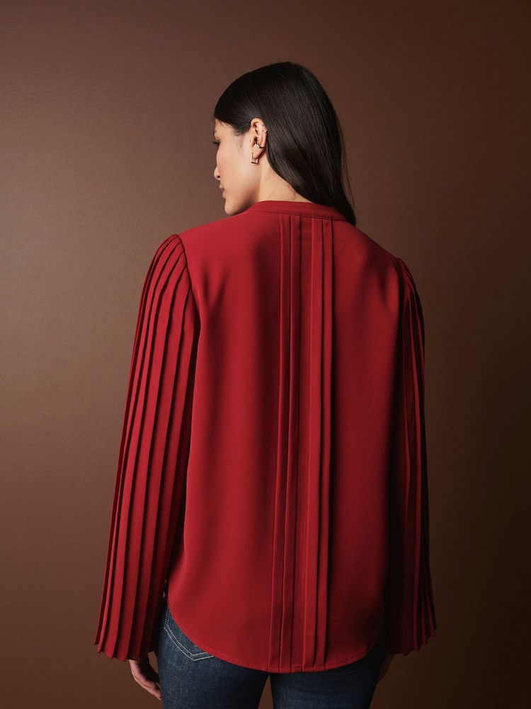 Rot - Langärmelige, hochwertige Bluse mit Biesen - Bild 2 von 7 Rot - Langärmelige, hochwertige Bluse mit Biesen - Bild 2 von 7