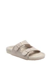 Dunlop Cream Felt Double Stap Footbed Slippers - Image 1 of 3