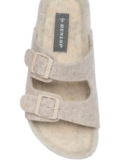Dunlop Cream Felt Double Stap Footbed Slippers - Image 3 of 3
