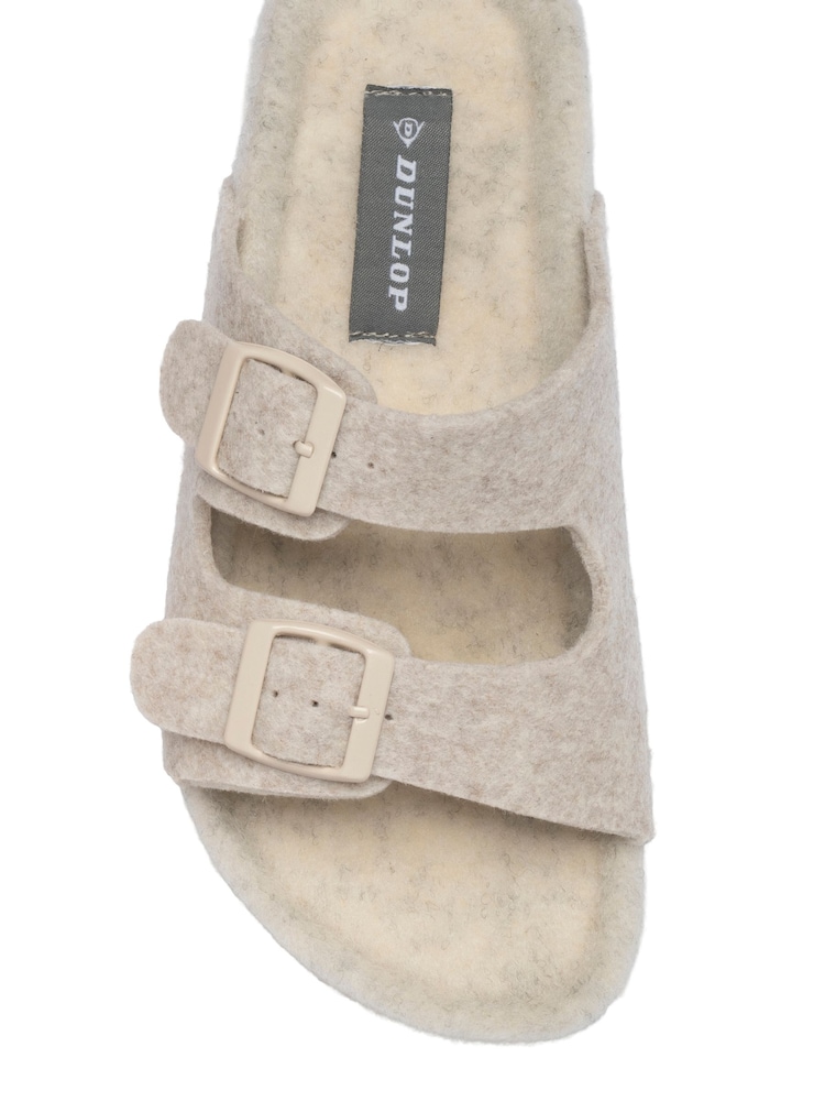 Dunlop Cream Felt Double Stap Footbed Slippers - Image 3 of 3 Dunlop Cream Felt Double Stap Footbed Slippers - Image 3 of 3