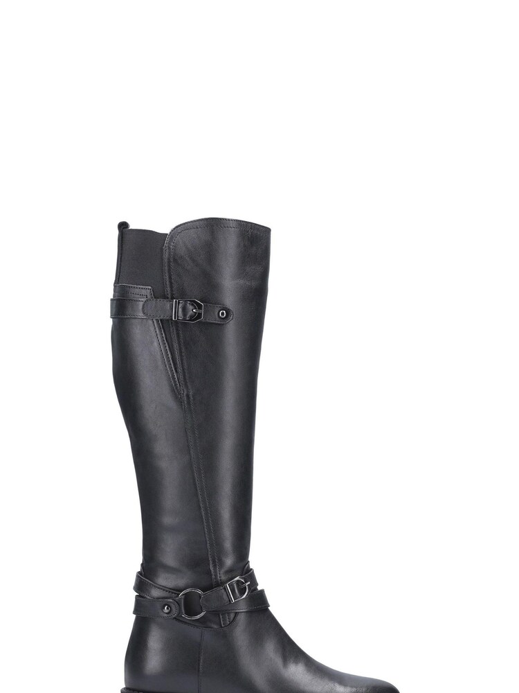 Riva Black Athens Leather Buckle Zip Long Boots - Image 1 of 4