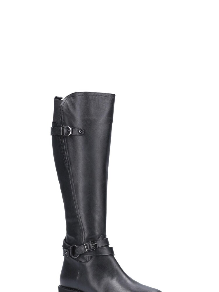 Riva Black Athens Leather Buckle Zip Long Boots - Image 2 of 4
