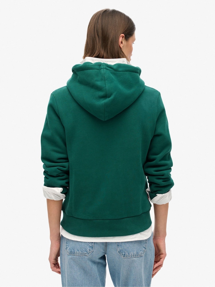 Superdry Dark Pine Green Embossed Logo Hoodie - Image 2 of 7
