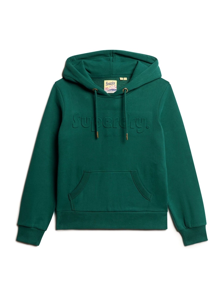 Superdry Dark Pine Green Embossed Logo Hoodie - Image 5 of 7