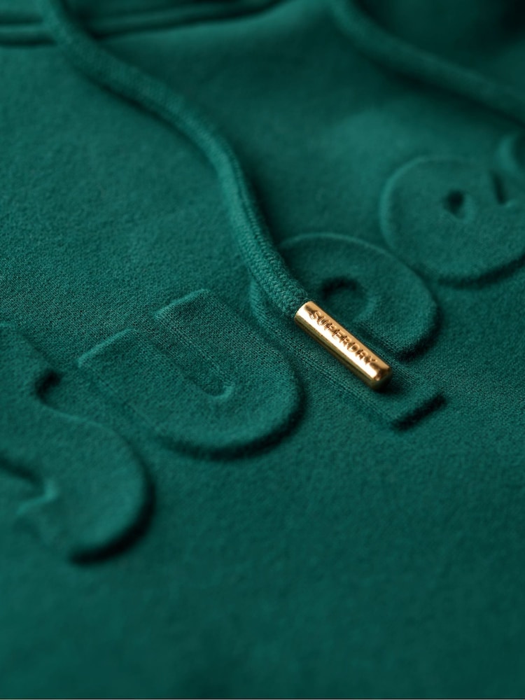 Superdry Dark Pine Green Embossed Logo Hoodie - Image 6 of 7