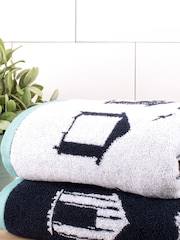 Fusion Blue Beach Huts 100% Cotton Towel - Image 1 of 4