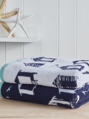 Fusion Blue Beach Huts 100% Cotton Towel - Image 2 of 4