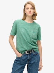 Superdry Marine Green 100% Cotton Essential Logo Overdyed T-Shirt - Image 1 of 5