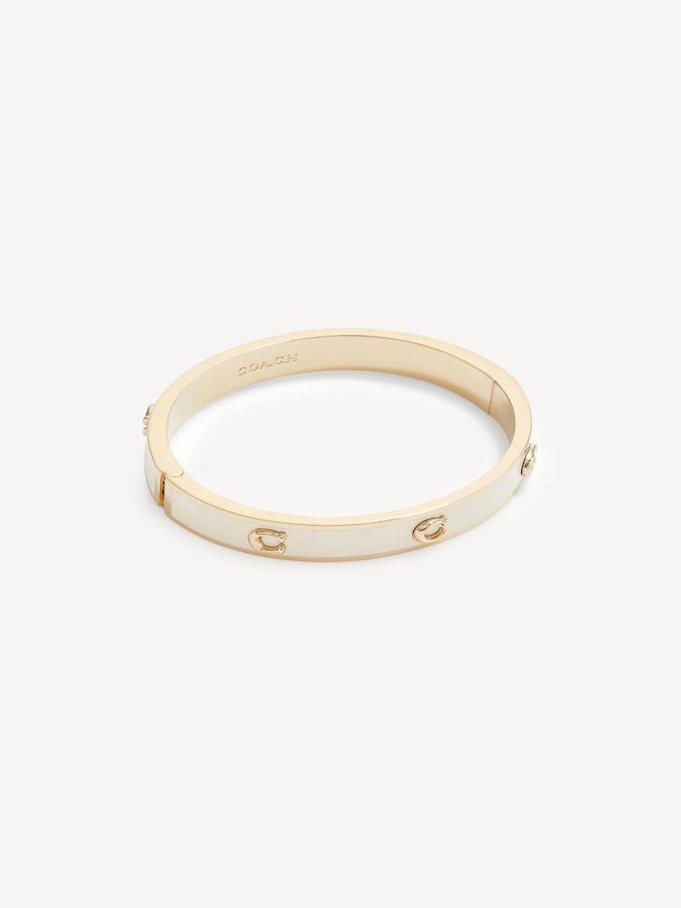 COACH White Signature Enamel Bangle Bracelet - Image 1 of 2 COACH White Signature Enamel Bangle Bracelet - Image 1 of 2