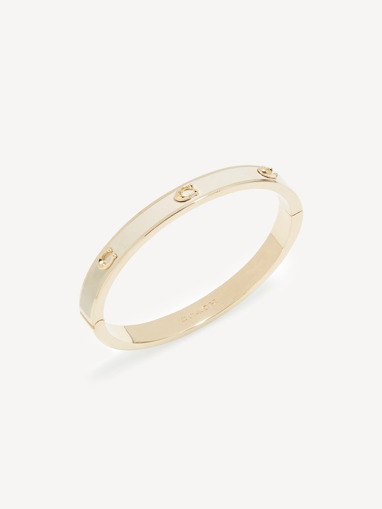 COACH White Signature Enamel Bangle Bracelet - Image 2 of 2 COACH White Signature Enamel Bangle Bracelet - Image 2 of 2