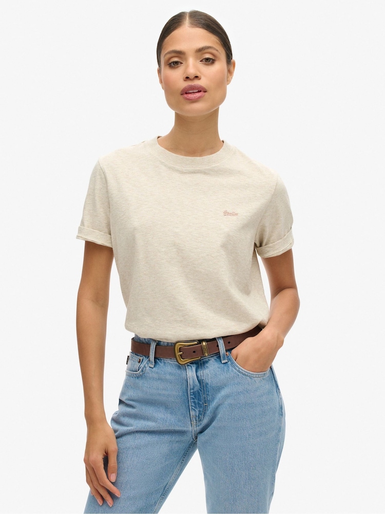 Superdry Neutral 100% Cotton Essential Logo Emb T-Shirt - Image 1 of 6