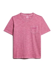 Superdry Shocking Pink 100% Cotton Essential Logo Overdyed T-Shirt - Image 5 of 6