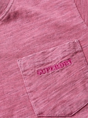 Superdry Shocking Pink 100% Cotton Essential Logo Overdyed T-Shirt - Image 6 of 6