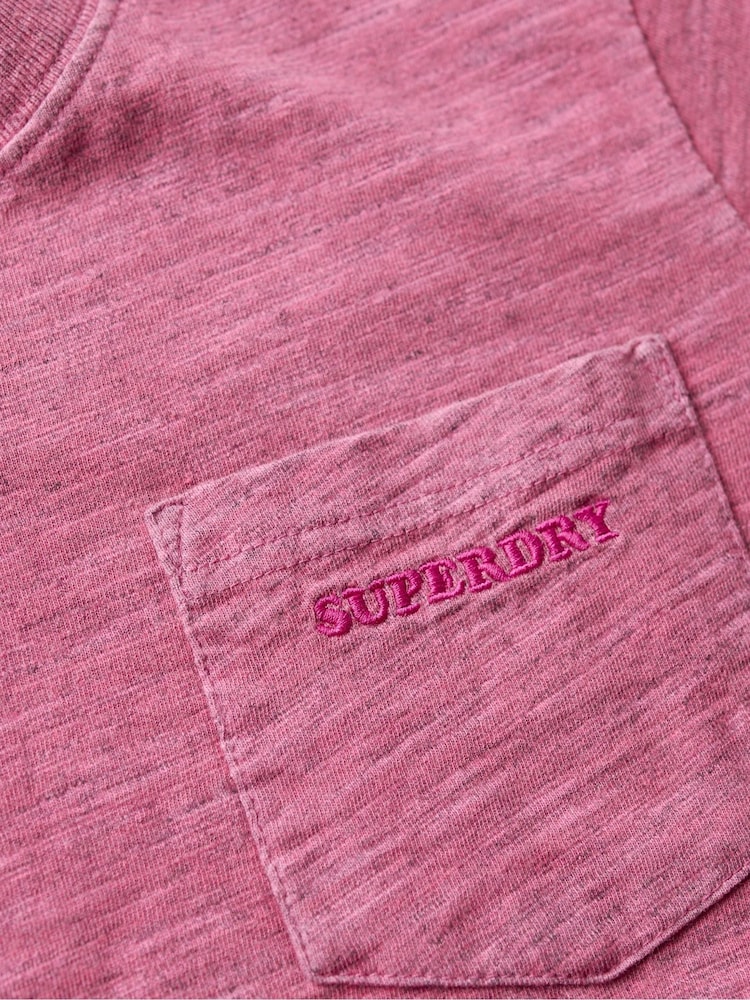 Superdry Shocking Pink 100% Cotton Essential Logo Overdyed T-Shirt - Image 6 of 6