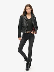 Superdry Black Metallic Studios Slub Embroidered V-Neck Relaxed T-Shirt - Image 2 of 5