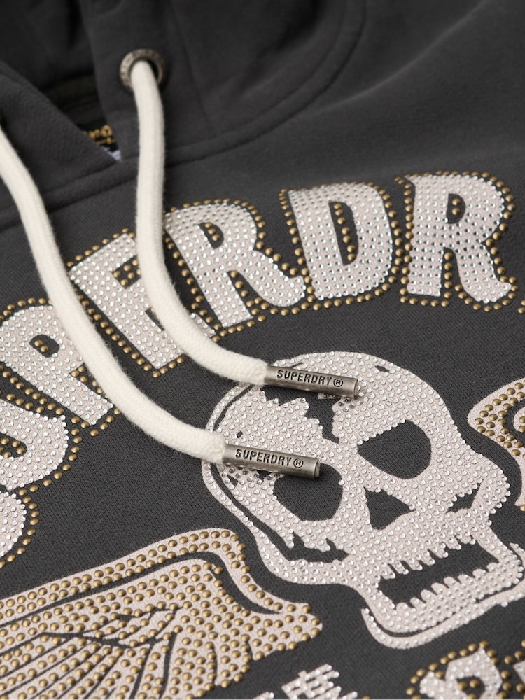 Superdry Washed Black Embellish Poster Graphic Hoodie - Image 5 of 5