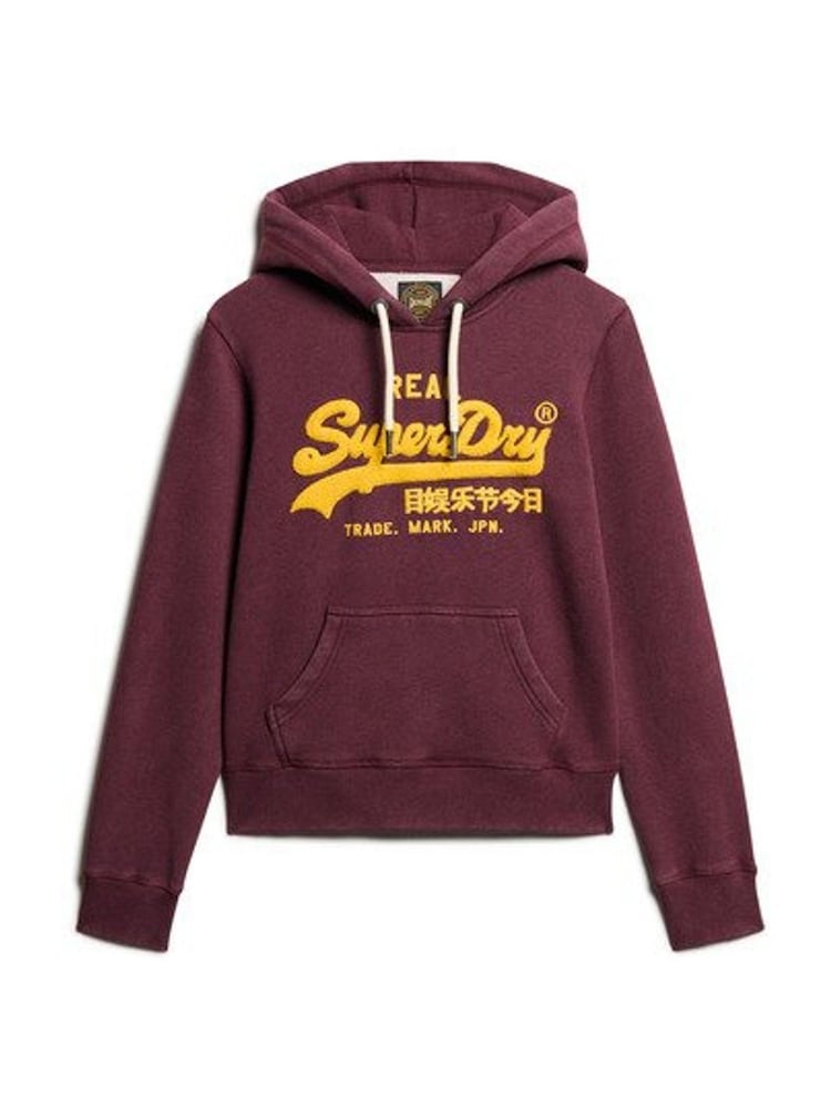 Superdry Track Burgundy Marl Chenille vl Graphic Hoodie - Image 1 of 2