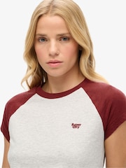 Superdry Rich Burgundy/Glacier Grey 100% Cotton Essential Logo Raglan T-Shirt - Image 3 of 5