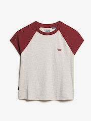 Superdry Rich Burgundy/Glacier Grey 100% Cotton Essential Logo Raglan T-Shirt - Image 4 of 5