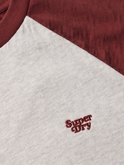 Superdry Rich Burgundy/Glacier Grey 100% Cotton Essential Logo Raglan T-Shirt - Image 5 of 5