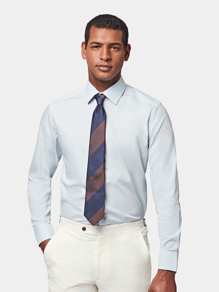 Peckham Rye Blue Poplin Long Sleeve 100% Cotton Shirt - Image 1 of 7