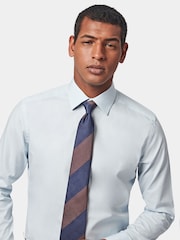 Peckham Rye Blue Poplin Long Sleeve 100% Cotton Shirt - Image 4 of 7