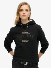 Superdry Black Luxe Metallic Logo Hoodie - Image 1 of 4