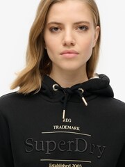 Superdry Black Luxe Metallic Logo Hoodie - Image 3 of 4