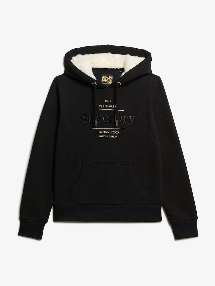 Superdry Black Luxe Metallic Logo Hoodie - Image 4 of 4