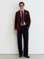 Reiss Bordeaux Apsara Tailored Fit Velvet Single-Breasted Blazer - Image 4 of 9