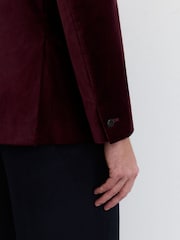 Reiss Bordeaux Apsara Tailored Fit Velvet Single-Breasted Blazer - Image 5 of 9