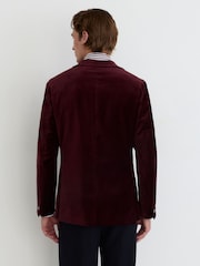 Reiss Bordeaux Apsara Tailored Fit Velvet Single-Breasted Blazer - Image 6 of 9