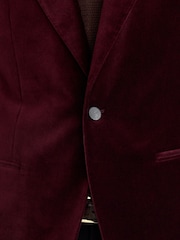 Reiss Bordeaux Apsara Tailored Fit Velvet Single-Breasted Blazer - Image 7 of 9