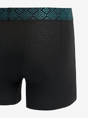 Black Metallic Geo Pattern Waistband 4 pack A-Front Cotton Rich Boxers - Image 2 of 3