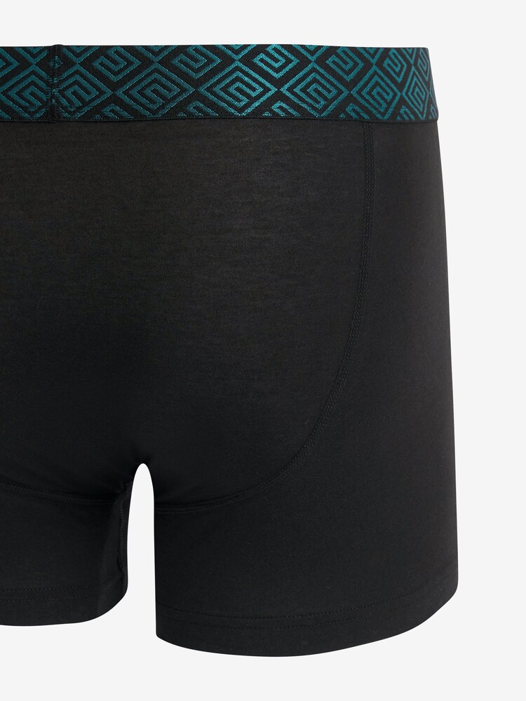 Black Metallic Geo Pattern Waistband 4 pack A-Front Cotton Rich Boxers - Image 2 of 3