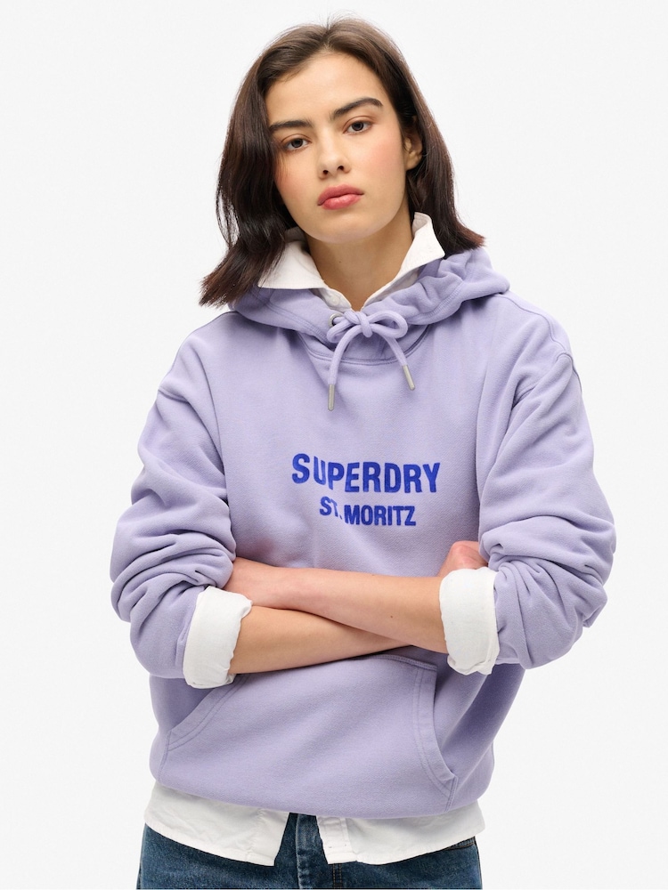 Superdry Dull Purple Sport Luxe Loose Hoodie - Image 1 of 5
