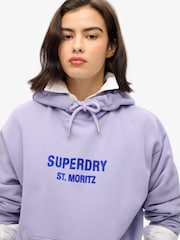 Superdry Dull Purple Sport Luxe Loose Hoodie - Image 2 of 5