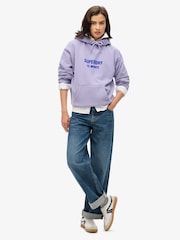 Superdry Dull Purple Sport Luxe Loose Hoodie - Image 3 of 5