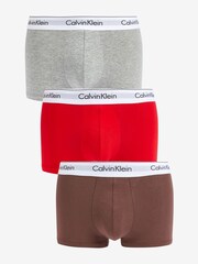 Calvin Klein Grey Modern Cotton Stretch Trunks 3 Pack - Image 1 of 10