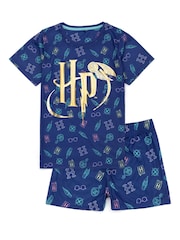 Vanilla Underground Blue Girls Harry Potter Licensing Short Pyjamas - Image 1 of 5