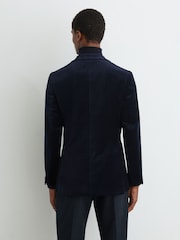 Reiss Navy Apsara Tailored Fit Velvet Single-Breasted Blazer - Image 6 of 8