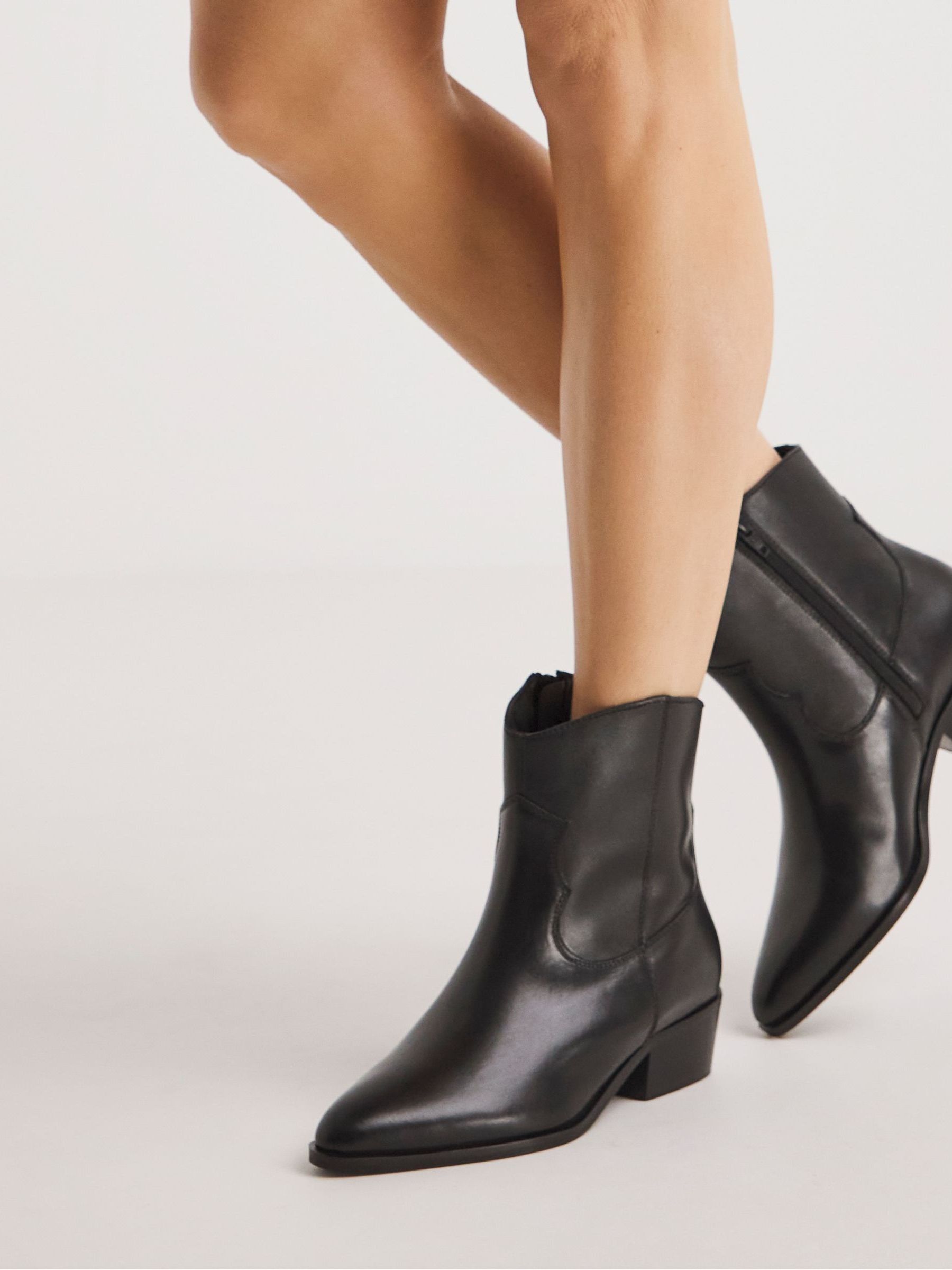 Buy Simply Be Black Leather Western Black Ankle Boots In Wide Fit from Next Luxembourg