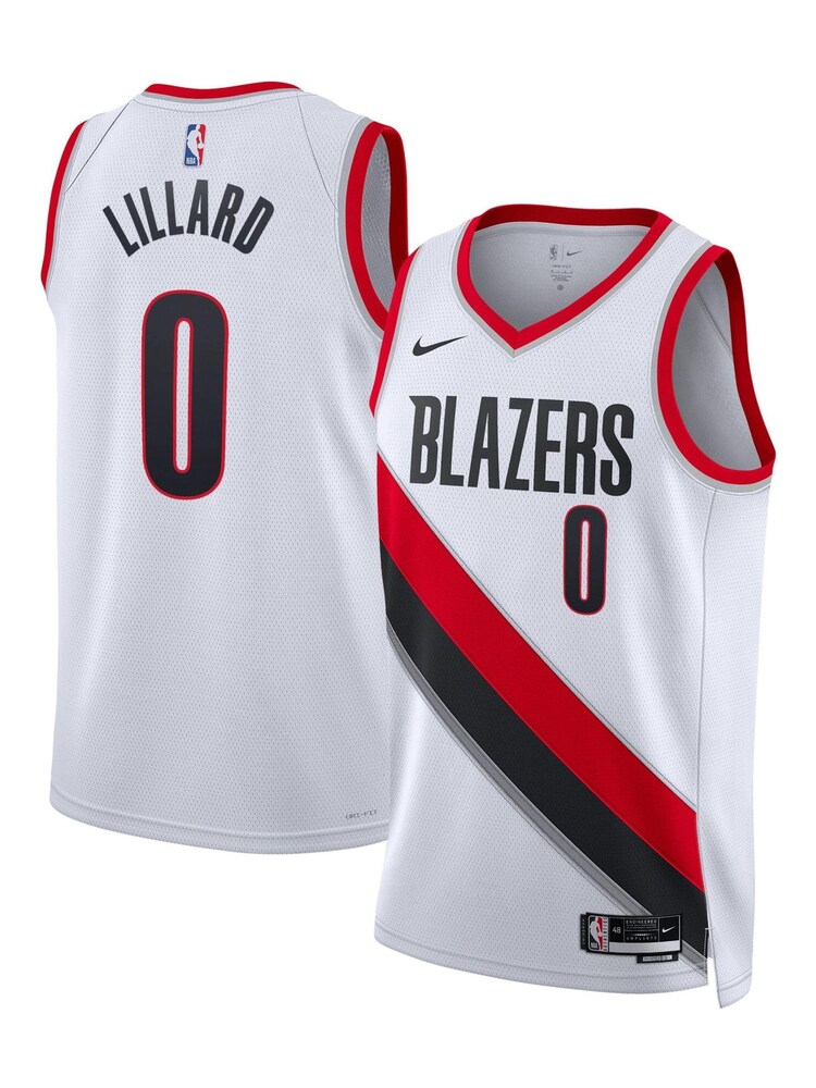 Nike White Portland Trail Blazers Association Edition Swingman Jersey - Damian Lillard Unisex - Image 1 of 3
