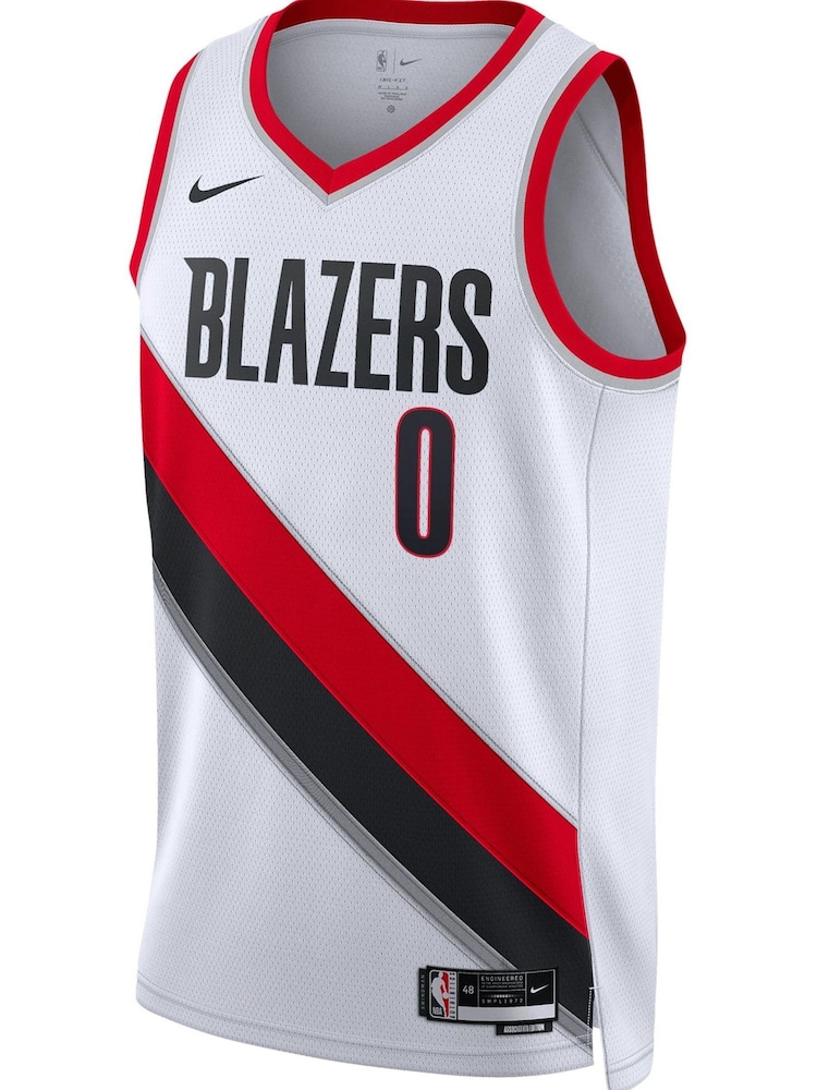Nike White Portland Trail Blazers Association Edition Swingman Jersey - Damian Lillard Unisex - Image 2 of 3