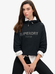 Superdry Black Sport Luxe Loose Hoodie - Image 4 of 8