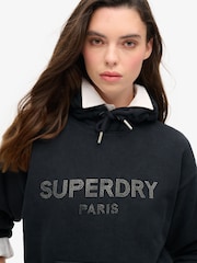 Superdry Black Sport Luxe Loose Hoodie - Image 5 of 8