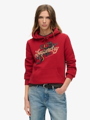 Superdry Red Dahlia Tattoo Script Graphic Hoodie - Image 1 of 1