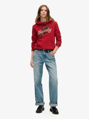 Superdry Red Dahlia Tattoo Script Graphic Hoodie - Image 2 of 5